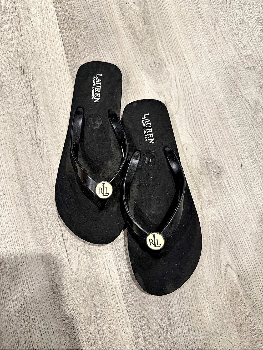 NEW Lauren Ralph Lauren Rosalind Flip Flop Black Sandals